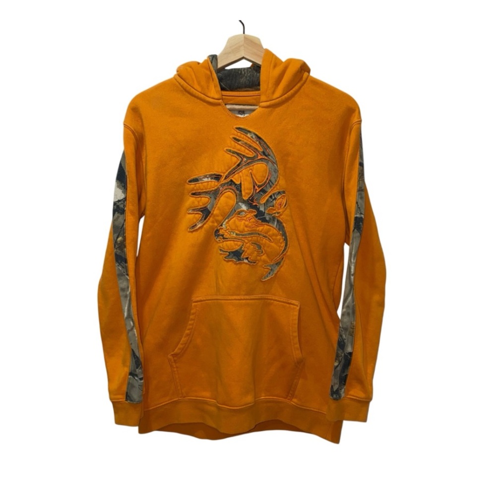 Legendary Whitetails Kids XL Hoodie, Bright Orange w/ Camo Accents & Front Logo
